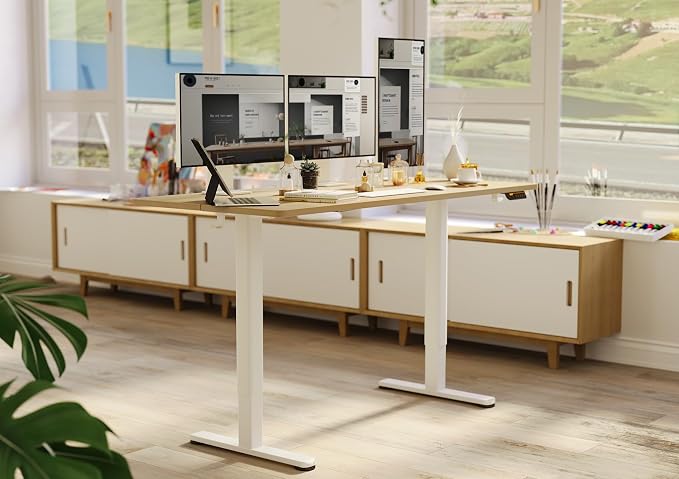Claiks Electric Height Adjustable Standing Desk, 55x24 Inch, Nature | Smooth Height Adjustment, 3 Memory Presets, Cable Management Hub&Hook, Stable Steel Frame, 176lbs Capacity, Easy Assembly - Image 2