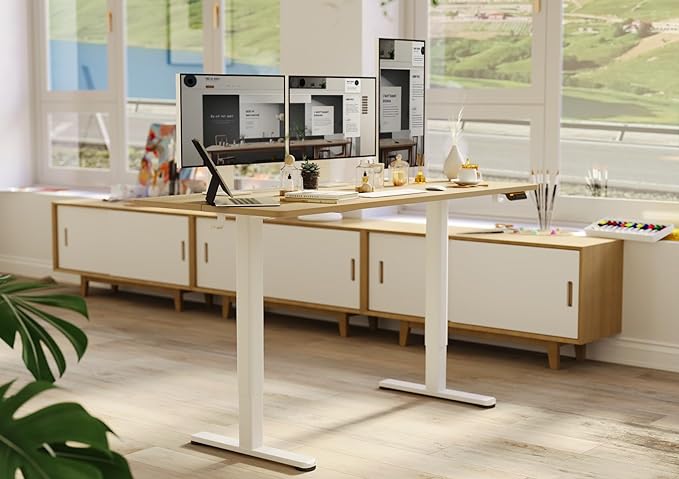 Claiks Electric Height Adjustable Standing Desk, 63x24 Inch, Nature | Smooth Height Adjustment, 3 Memory Presets, Cable Management Hub&Hook, Stable Steel Frame, 176lbs Capacity, Easy Assembly - Image 2