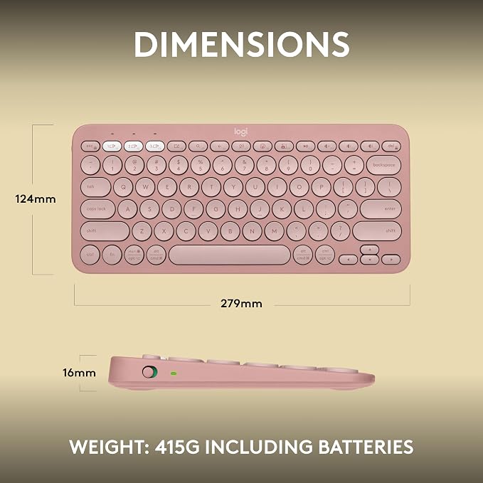 Logitech Pebble Keys 2 K380s Keyboard, Bluetooth, Wireless - Tonal Rose | Multi-device, customizable shortcuts, slim and portable, Easy-Switch for Windows, macOS, iPadOS, Android, Chrome OS - Image 9