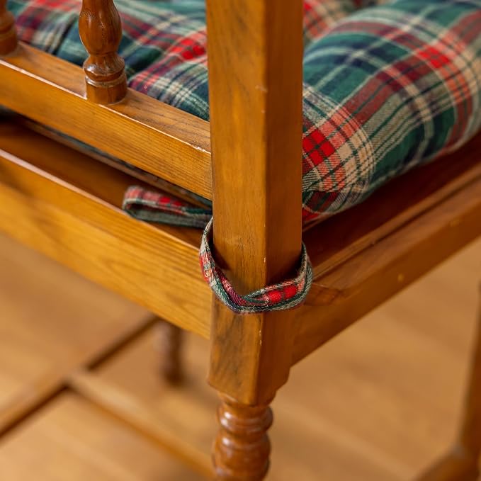 vctops Christmas Green Tartan Chair Cushions with Ties (Pattern G,16"x16") | Soft Comfortable U-Shaped Chair Pads Non Slip Seat Cushions for Indoor Dining Room and Kitchen Chairs - Image 6