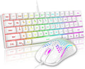 RedThunder 60% Mini Gaming Keyboard and Mouse Combo, Lightweight, Ultra-Compact 61 Keys RGB Backlit,7200 DPI Honeycomb Optical Mouse, Wired Gaming Set for PC MAC PS5 Xbox Gamer(White) by RedThunder