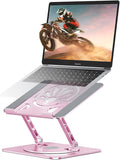 Adjustable Laptop Stand for Desk-360° Rotating Foldable Laptop Holder Ergonomic Laptop Riser for MacBook Pro/Air Dell HP Lenovo Notebook up to 16",Pink by Axbima