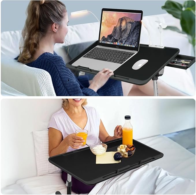 Adjustable Laptop Lap Desk with Cooling Fan USB Light for Adults 60 * 40cm,Black - Image 6