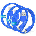 3-Pack Blue [3.3FT+3.3FT+6FT] USB A to USB C Cable, Compatible with iPhone 15/16, iPad, Samsung, MacBook, PS5 and More, Fast Charging, Carplay Cable by JERMASAL