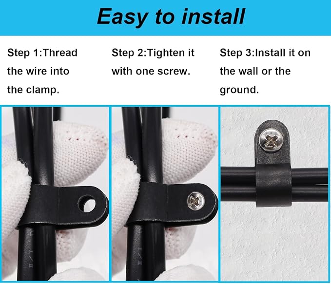 TWTADE 222PCS Black Cable Clamps Assortment Kit,Nylon Plastic R-Type 6 Sizes 3/16'' 1/4'' 3/8'' 1/2'' 3/4'' 1'' Cable Mounting Wire Clips Fastener with Screws for Wire Management - Image 5