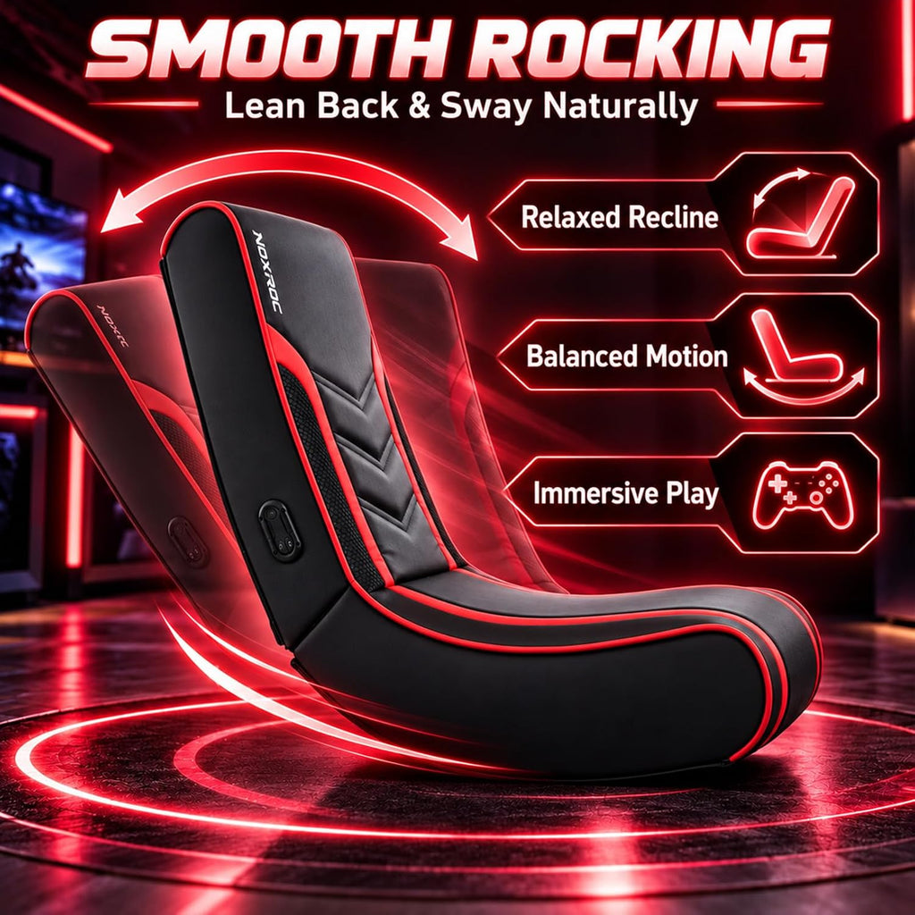 Foldable Floor Gaming Chair with RGB Led Lights for Teens Adults，Black+Red - Image 4