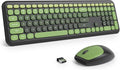 Surmen Dark Green Keyboard and Mouse Wireless Quiet, Full-Size Girly Cute Keyboard Mouse Retro Typewriter Low-Noise 2.4GHz for Computer, Desktop, Laptop (6-Black Green) by SURMEN
