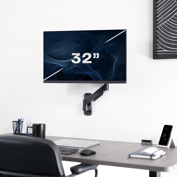 VIVO Single Monitor Counterbalance Wall Mount for 32 inch Screens up to 19.8 lbs, Full Motion, Max VESA 100x100, Black, MOUNT-V001G - Image 2