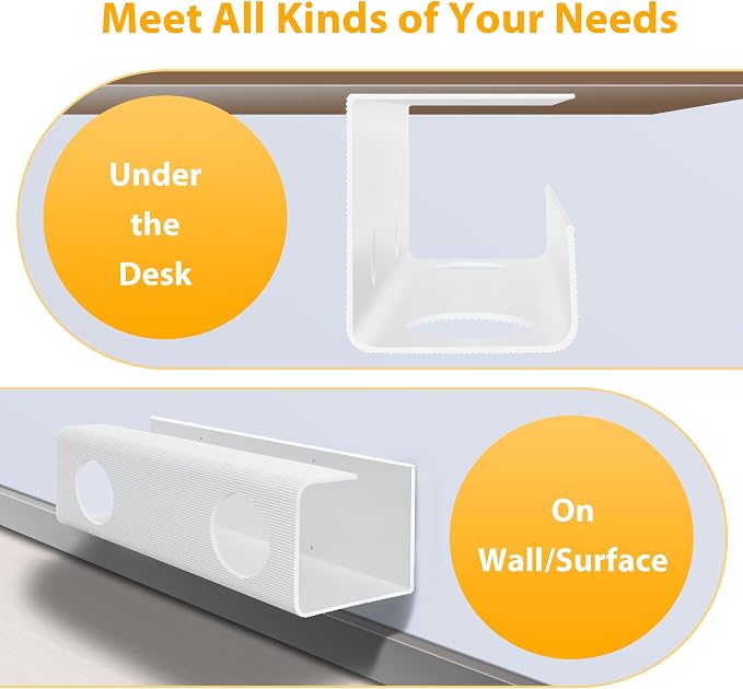 ZhiYo 2 Pack Large Capacity Cable Management Tray, Under Desk Cable Tray 31.5in(2X L15.7in), PVC Standing Desk Cord Management Ideas, Cable Organizer for Office and Home - White - Image 6