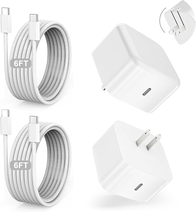iPhone 17/16 Fast Charger,2Pack 40W Dynamic USB C Charger Block Foldable Power Adapter with 60W Max Fast Charging&6FT USB C Woven Charging Cable Cord for iPhone 17 Pro Max/Air/16e/15,iPad Pro/Air/Mini by Unknown