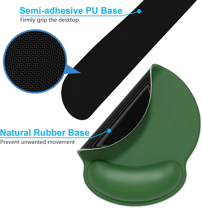 Dapesuom Keyboard Wrist Rest and Mouse Pad with Wrist Support, Cute Memory Foam Cushion for Keyboard and Mouse Set, Ergonomic Pad Rests with Non Slip Base for Easy Typing & Pain Relief, Forest Green - Image 6