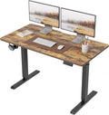 DESINO Standing Desk, 48 × 24 Inches Electric Height Adjustable, Sit and Stand Up, Computer Office Desk with Splice Board, Black Frame/Rustic Brown TOP by DESINO