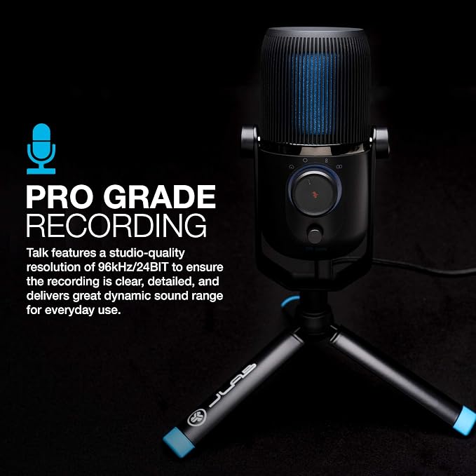 JLab Talk USB Microphone, USB-C Output, Cardioid, Omnidirectional, Stereo or Bidirectional, 96k Sample Rate, 20Hz, 20kHz Frequency Response, Volume, Gain Control, Quick Mute, Plug & Play - Image 3