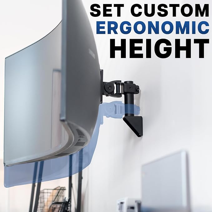 VIVO Single Ultrawide Monitor Wall Mount for Up to 49 inch Screens, Articulating and Height Adjustable, Holds Ultra Wides Up to 44 lbs, Black, MOUNT-WCB01A - Image 7