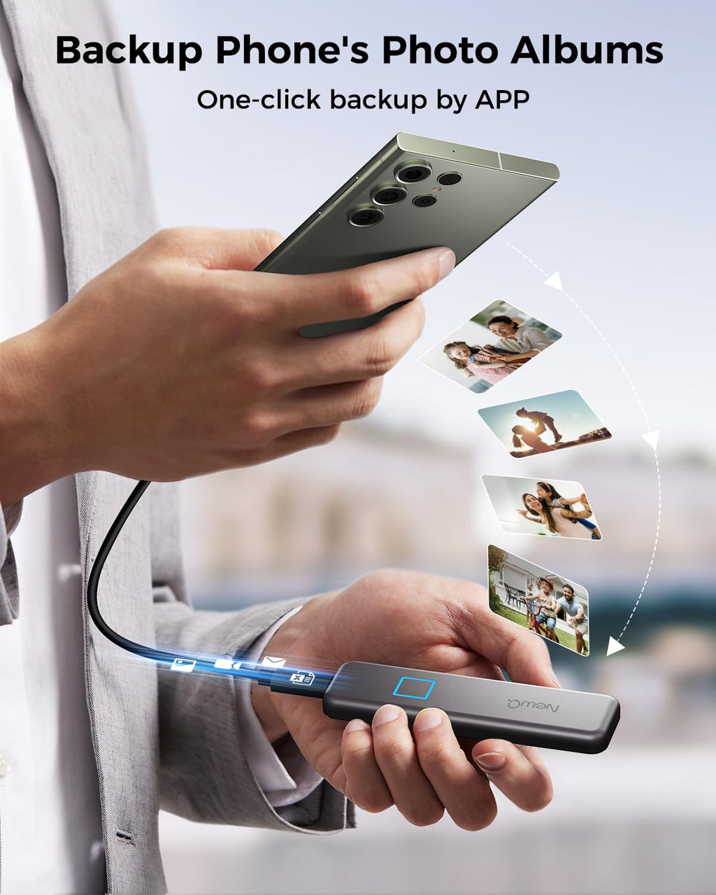 NEWQ 2TB Touch Portable SSD with Fingerprint Encryption USB-C - Image 2