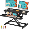 JOY worker Standing Desk Converter, 32" Height Adjustable Desk Riser, Black | Sit Stand Up Desktop Riser with Keyboard Tray & 6 Fridge Magnets, Desk Workstation Converter for Home Office Computer Laptop by JOYworker