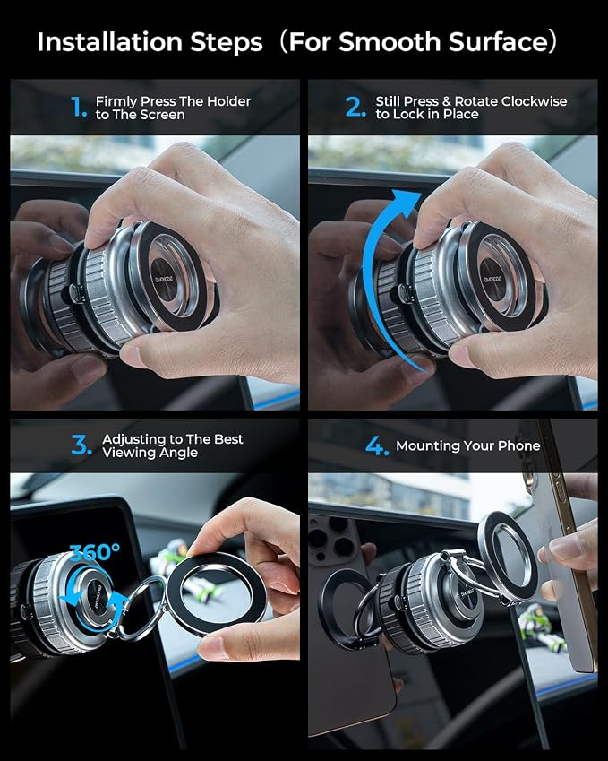 【Upgraded】All Metal for Magsafe Car Mount, Vacuum Magnetic Phone Holders | 119+LBS Suction, 360° Adjustable, Phone Holders for Your Car, Cell Phone Car Mount Accessories for iPhone 17 16 15 Pro Max - Image 7