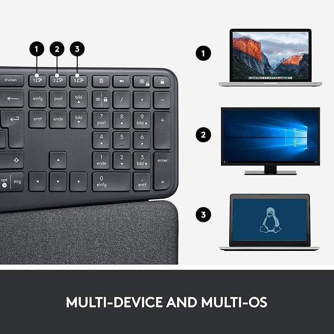 Logitech Ergo K860 Split for Business Wireless Keyboard - Graphite | Split layout, for business, secured Logi Bolt, Bluetooth, Windows/Mac/Chrome/Linux compatible, globally certified - Image 4