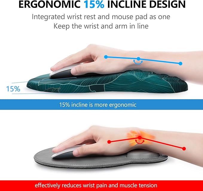 Ergonomic Mouse Pad with Wrist Support and Keyboard Wrist Rest Set | Memory Foam Wrist Cushion, Non-Slip PU Base, Massage Design, Relieves Wrist Pressure for Work, Gaming & Office Use - Image 2