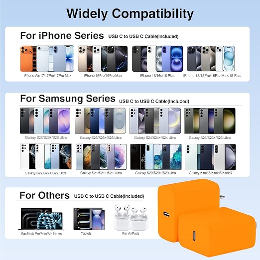 60W USB C Quick Wall Charger Block for Galaxy S26 Android Phones, 3Pack Super Fast Charger Adapter with Bulk 3/6/10FT Long USB C Charging Cable Cords for Samsung Galaxy S26+/S25/S24/S23 Ultra - Image 6