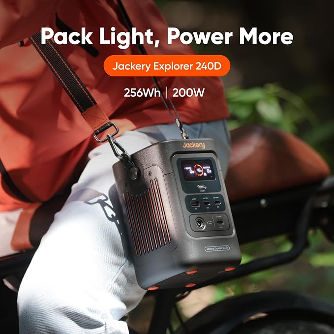 Jackery Explorer 240D Power Bank and 40W Solar Panel,200W DC Output | LiFePO4 Battery, USB-C Cable Included, 1-Hour Fast Charging, Compact for Outdoor, Camping, Travel - Image 8