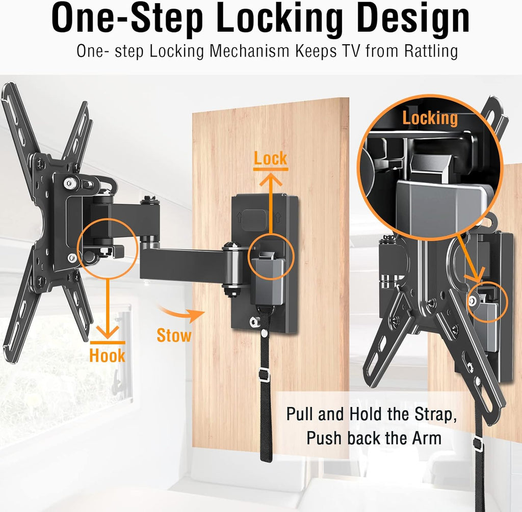 Lockable RV TV Mount for 13-43" TVs, Dual Wall Plates for Camper Trailer - Image 3
