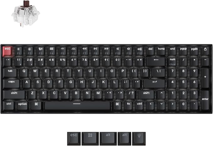 Keychron K4 96% Layout QMK Wireless and Wired Options Mechanical Keyboard, White Backlight Super Brown Switch, Paired with Shine-Through Double-Shot PBT Keycaps for Mac Windows-Version 3 by Keychron