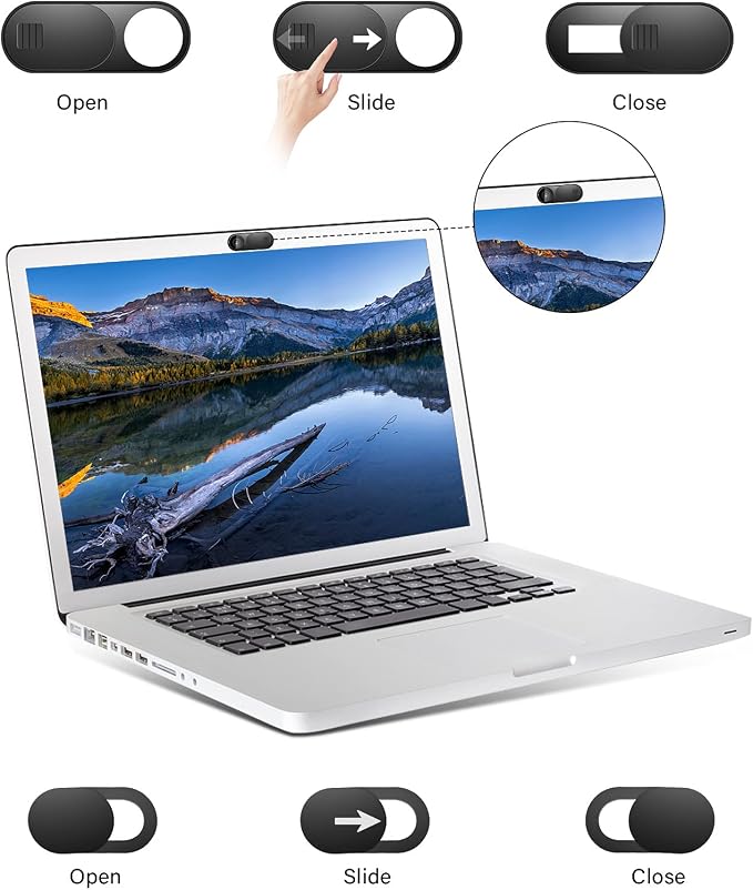 ZUCUCUC Laptop Camera Cover Slide, Camera Cover, 9 Pack Ultra Thin Webcam Cover Slide for Laptop, Desktop, PC, Tablet, Smartphone, Protect Your Privacy and Security(Black) - Image 8