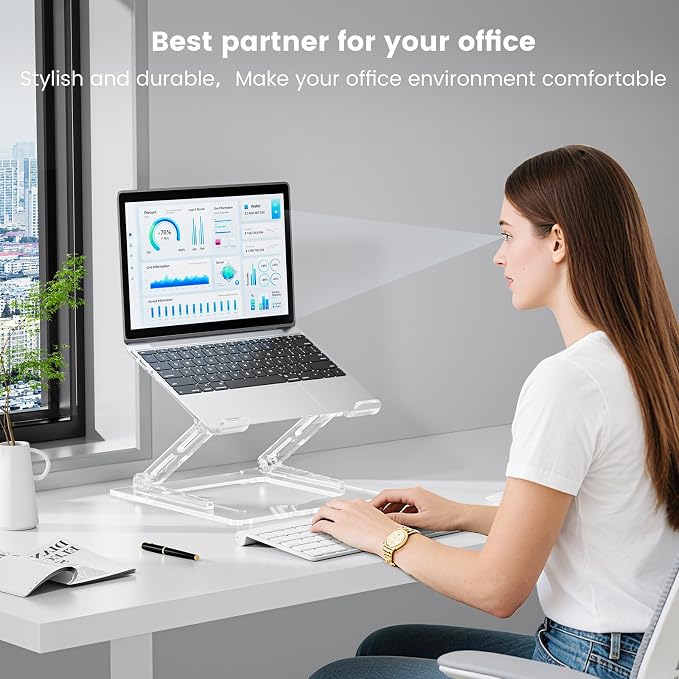 Laptop Stand for Desk, Portable Acrylic Laptop Riser, Ergonomic Adjustable Computer Stand Holder for Notebook MacBook Air Pro, Dell XPS, HP (10-17.3'') - Image 6