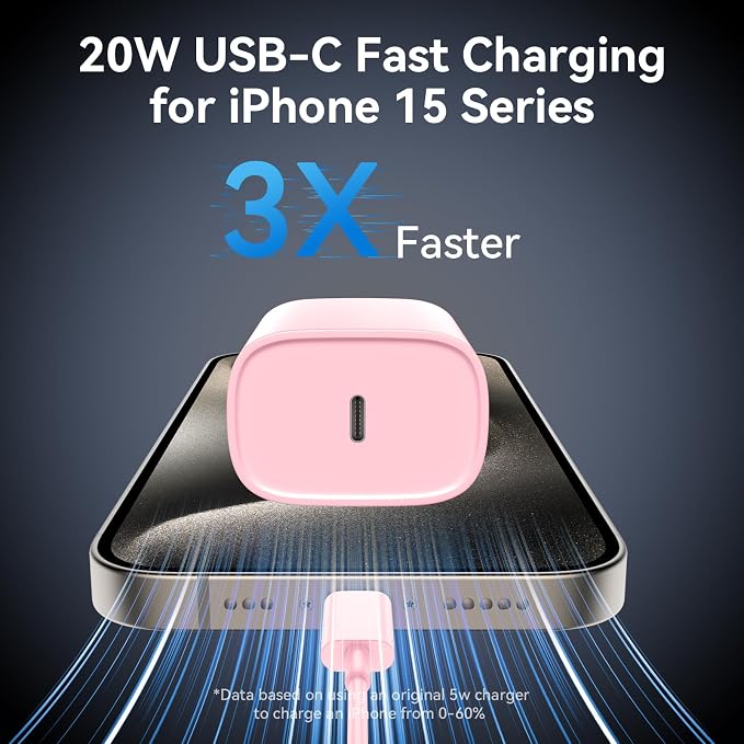 iPhone 17 16 15 Pro Max Charger Fast Charging, 6 FT iPhone 17 Charging Cable Long USB C Cord with 20W PD Fast iPhone 17 Pro Max Chargers Block for iPhone 17/17 Pro Max/17 Air/iPhone 16/15 Series, iPad - Image 2
