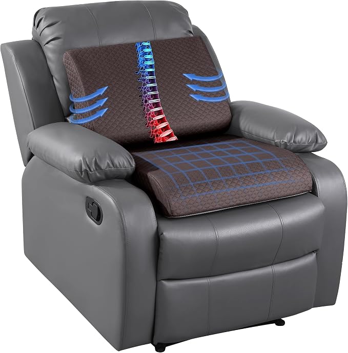 HOMBYS Extra Thick Recliner Chair Cushion with Lumbar Support Pillow for Elderly, 4.5" High Density Foam Seat Cushion, Breathable Fabric, 20"x20" Extra Large & Non-Slip for Recliner, Office,Coffee by HOMBYS