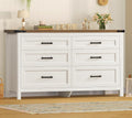 47.2" Dresser for Bedroom, White 6 Drawer Dresser with Metal Handles, Wood Dressers & Chests of Drawers for Closet, Farmhouse Dressers for Bedroom, Entryway, White by TEENFON
