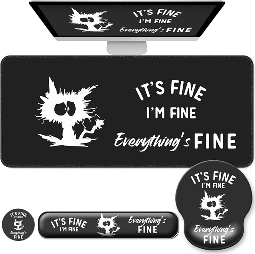Desk Mat Set Keyboard and Mouse Pad with Wrist Rest Support by VINEBURY