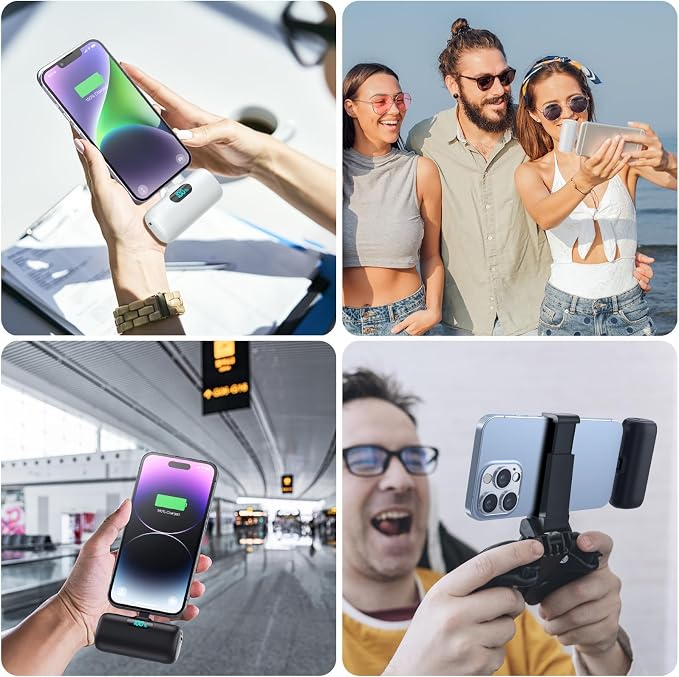Feob [2 Pack] Small Portable Charger for iPhone14/13, 5500mAh PD Fast Charging Power Bank, LCD Display Cute Mini Battery Pack Compatible with iPhone 14/14 Pro Max/13/13 Pro/12 Pro/11/XR/X/8 - Image 6
