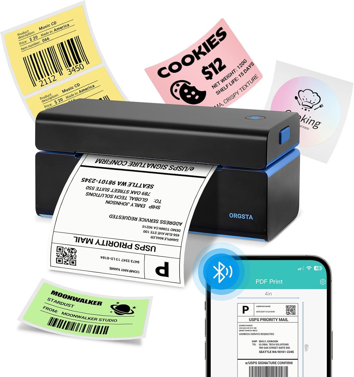 ORGSTA Bluetooth Thermal Shipping Label Printer, 4x6 Shipping Label Printer by ORGSTA