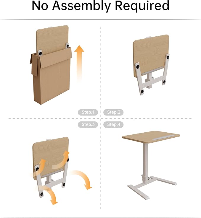 25" Mobile Folding Desk: Pneumatic Sit-Stand, No Assembly | 29-42" Height Adjustable Rolling Laptop Desk, Hidden Wheels, 0-90° Tilt Top. Ideal for Home Office, Craft & Study. - Image 9