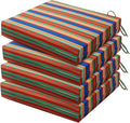 HARBOREST Outdoor Chair Cushions Set of 4, Water Resistant Patio Chair Cushions with Ties, Square Corner Outdoor Seat Cushions for Patio Furniture, 18.5"x16"x3", Rainbow Stripes by HARBOREST