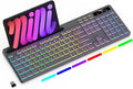 Soueto Wireless Keyboard with 7-Color RGB Backlit, Full-Size Computer Keyboard with Phone Tablet Holder, 2.4G Rechargeable Gaming Keyboard with Light Up Keys, Compatible with Mac, Windows (Grey) by Soueto
