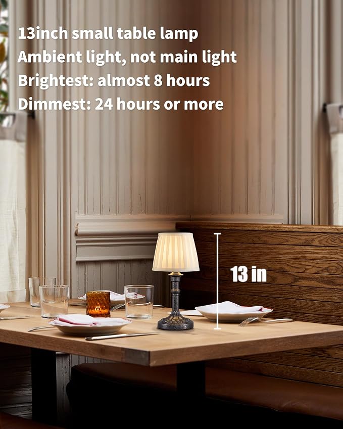 KDG Mottled Silver Cordless Table Lamps Set of 2, Beige Fabric Shade Light | 2700K Stepless Dimmable 4000mAh Battery Powered Portables Small Desk Lamp, LED Lighting for Living Room, Dining Room, Bedroom - Image 2