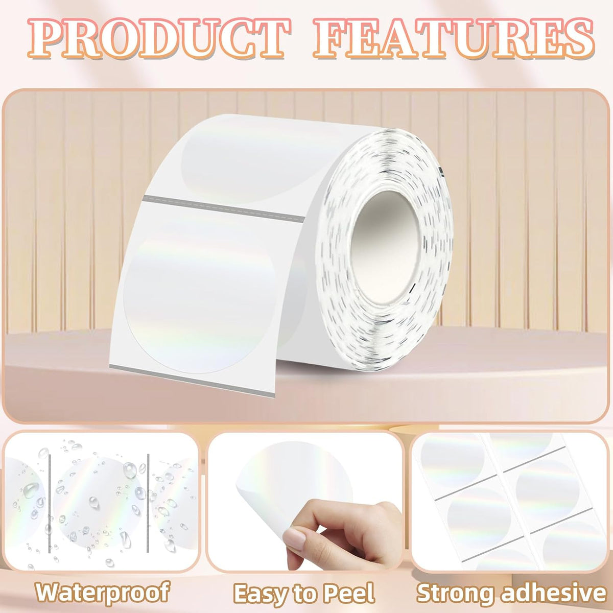 2''Transparent Laser Thermal Label,Round Self-Adhesive Direct Thermal Label,Thermal Stickers for DIY Logo Design,Name Tag (300/Roll - Image 3