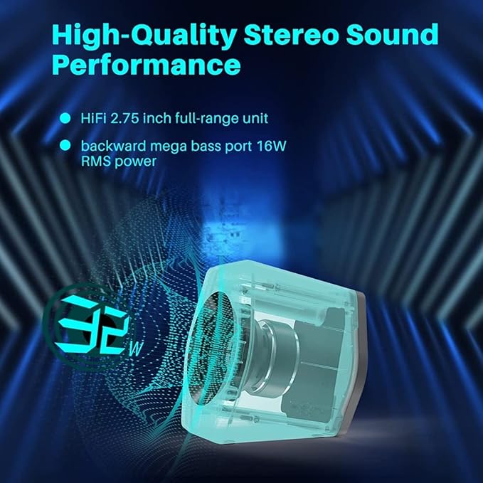 G2000 32W PC Computer Speakers for Gaming Desktop PC Laptop Mac Computer Woofer Speakers Bluetooth USB 3.5mm AUX Inputs RGB Lights Multimedia Speakers White - Image 3