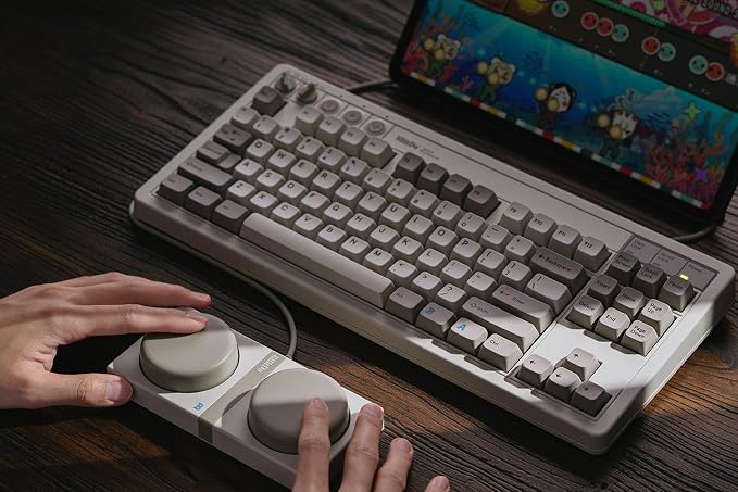 8Bitdo Retro Mechanical Keyboard for Windows & Android, M Edition | Bluetooth, 2.4G and Wired, 87-Key Layout, Kailh Box White Switch V2, Hot-Swappable PCB, Programmable Super Buttons - Image 9