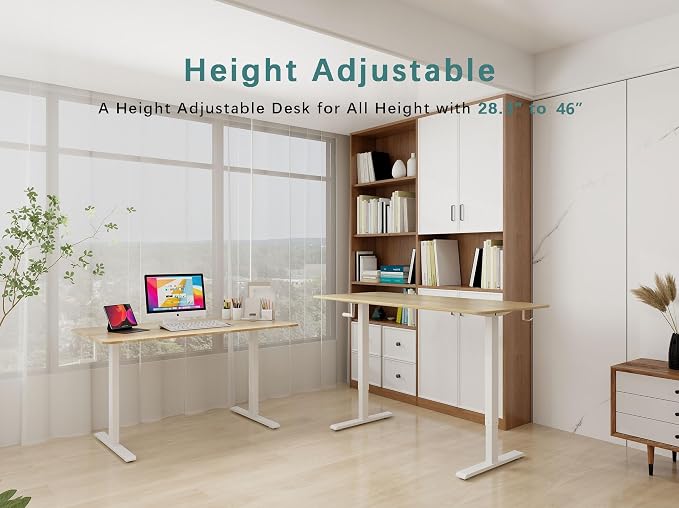 Whole Piece Manual Standing Desk Adjustable Height with Lockable Casters- Hand Crank Stand up Desk with Wheels, Mobile Sit to Stand Workstation with Handle - Image 4