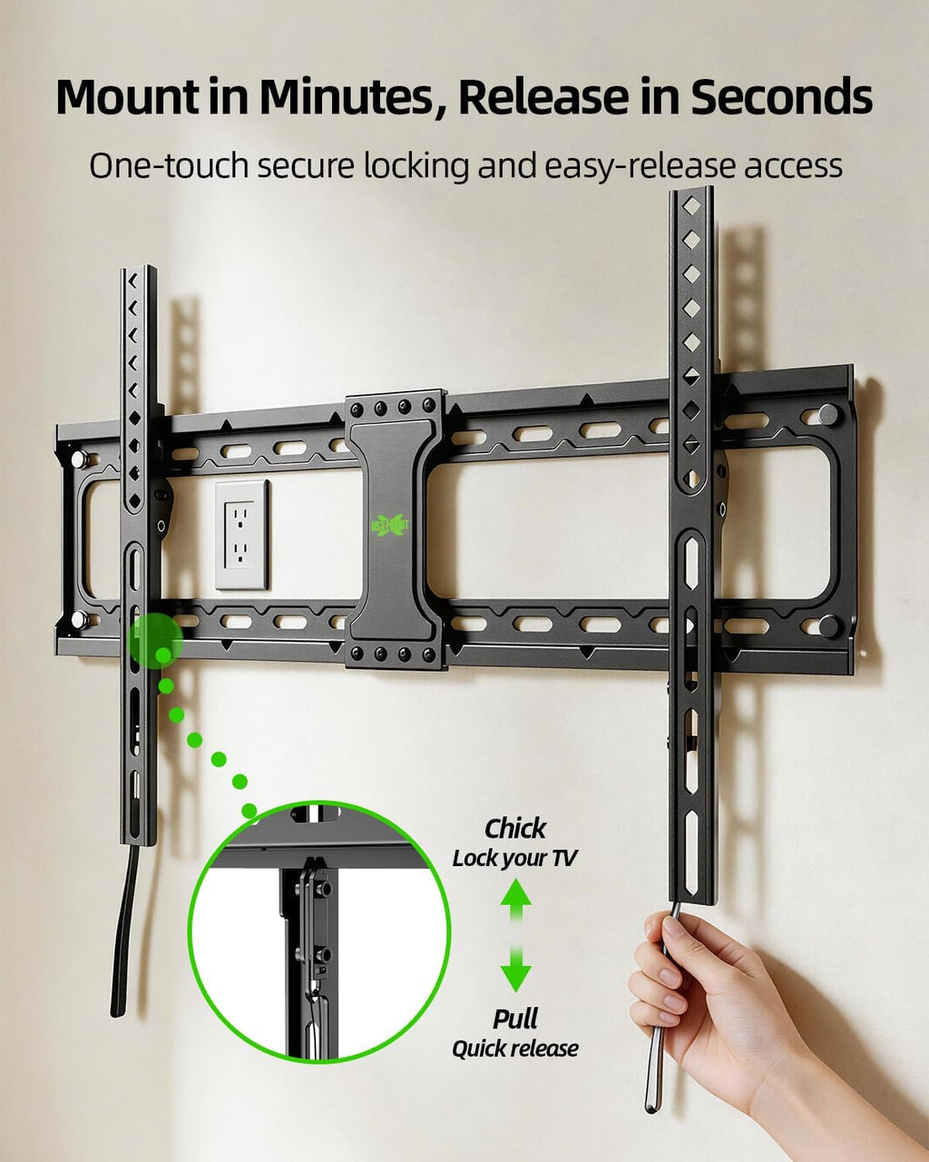 USX MOUNT TV Wall Mount,Low Profile TV Mount for Most 42-95 Inch Flat Screen Televisions,Max VESA 600x400mm Fixed Wall Mount Bracket Holds up to 132 lbs,Fits 16"/18"/24" Studs - Image 5
