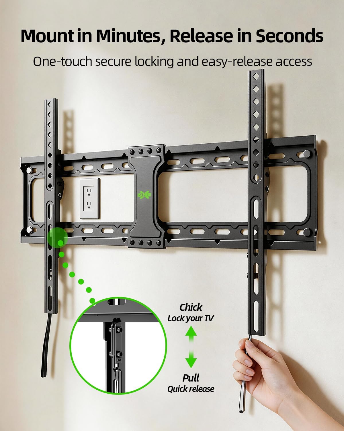 USX MOUNT TV Wall Mount,Low Profile TV Mount for Most 42-95 Inch Flat Screen Televisions,Max VESA 600x400mm Fixed Wall Mount Bracket Holds up to 132 lbs,Fits 16"/18"/24" Studs - Image 5