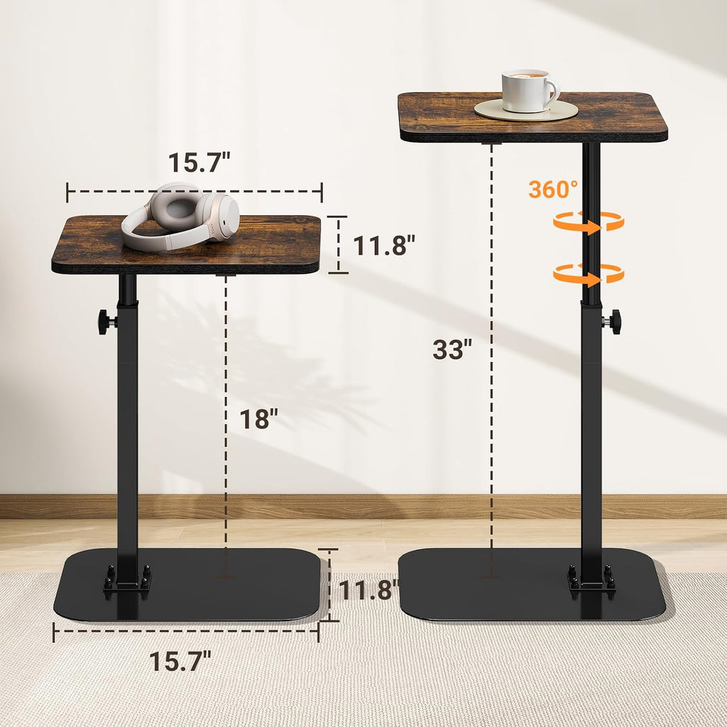 Adjustable Height TV Tray Table for Couch, 360° Swivel Side Table - Image 5