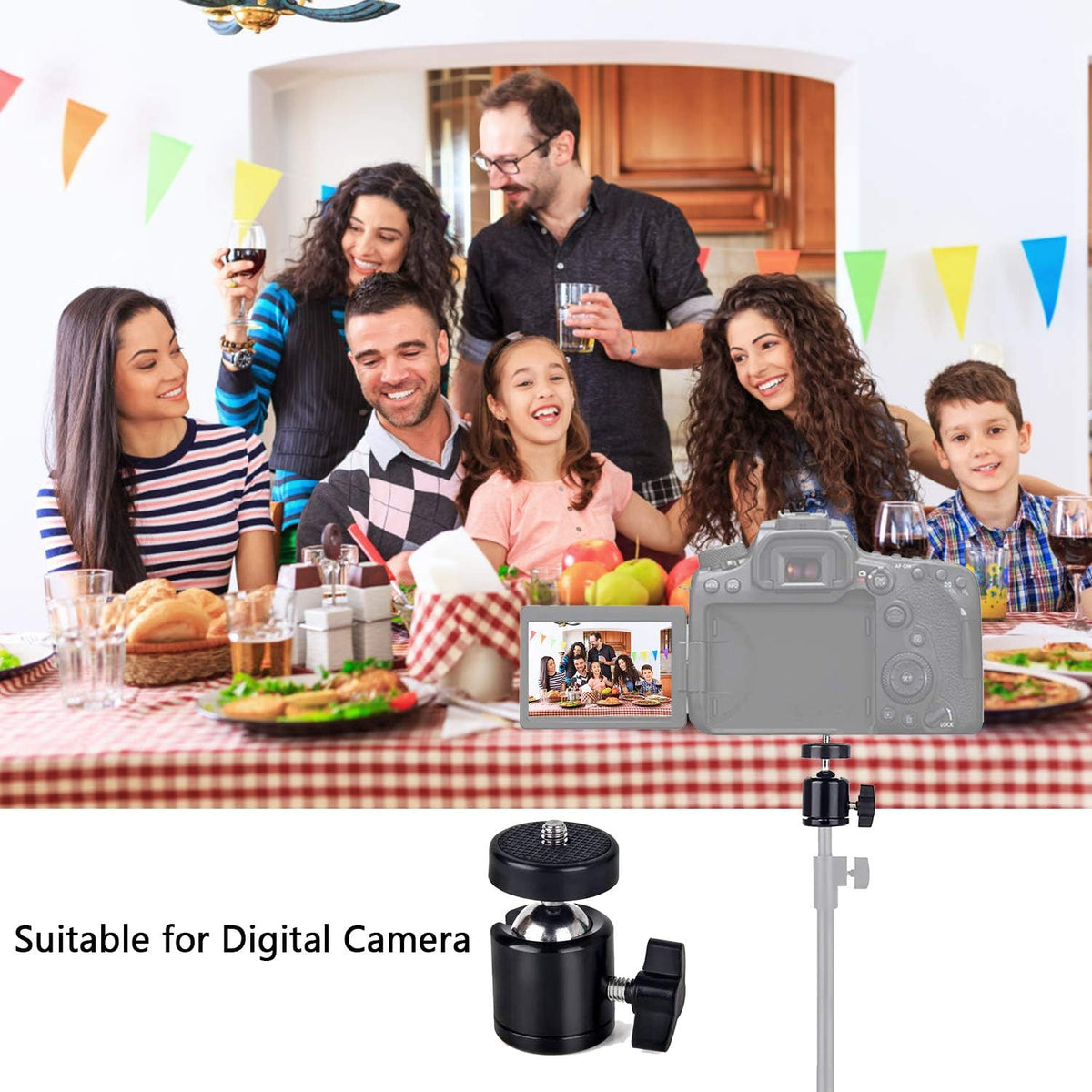 Universal 1/4" Swivel Mini Ball Head Screw Tripod Mount with Hot Shoe（2 Pack）, Eszkozta 360 Degree Rotating Mount Base Adapter for DSLR Cameras HTC Vive Tripods Monopods Camcorder Light Stand… - Image 3