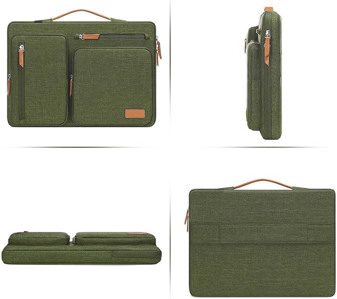 MOSISO 360 Protective Laptop Case 13.3 inch, 13-13.3 inch Laptop Sleeve | Compatible with MacBook Air/Pro 13 / Pro 14,HP Dell Acer ASUS, Side Open Carrying Case with 4 Zipper Pockets, Olive Green - Image 5