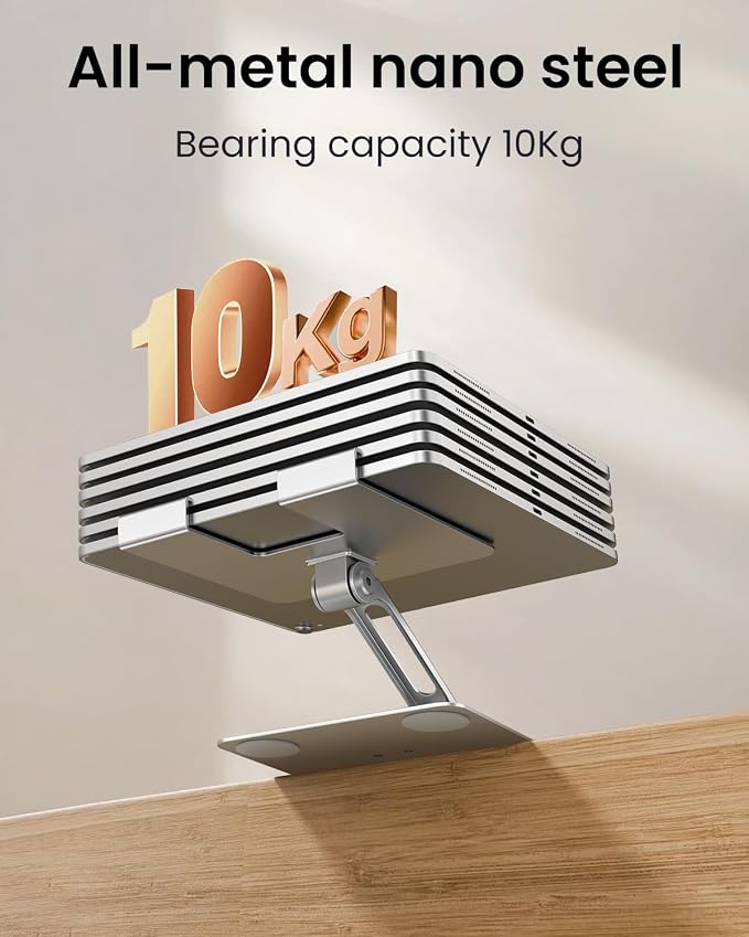 TIGRIS 360° Rotating Tablet Stand for iPad, Adjustable Foldable Metal Desk Stand, Stable Portable Tablet Holder for Office, Kitchen, Video Calls, Compatible with iPad Pro/Air/Mini, Kindle, Surface - Image 5