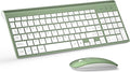 Wireless Keyboard and Mouse Ultra Slim Combo, TopMate - Green White | 2.4G Silent Compact 2400DPI Mouse and Scissor Switch Keyboard Set with Cover, Batteries Included, for PC/Laptop/Windows/Mac by TopMate
